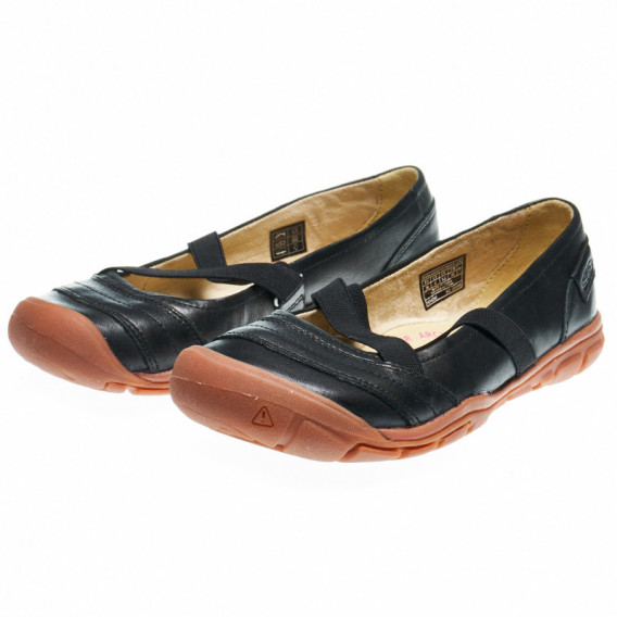 Pantofi negri cu un decor de benzi elastice pentru fete Keen 48530 