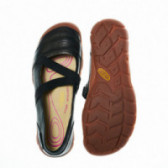 Pantofi negri cu un decor de benzi elastice pentru fete Keen 48532 3