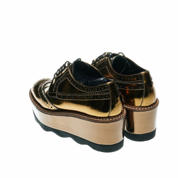 Pantofi aurii cu șireturi cu platformă plată pentru fete Elysess 48729 2