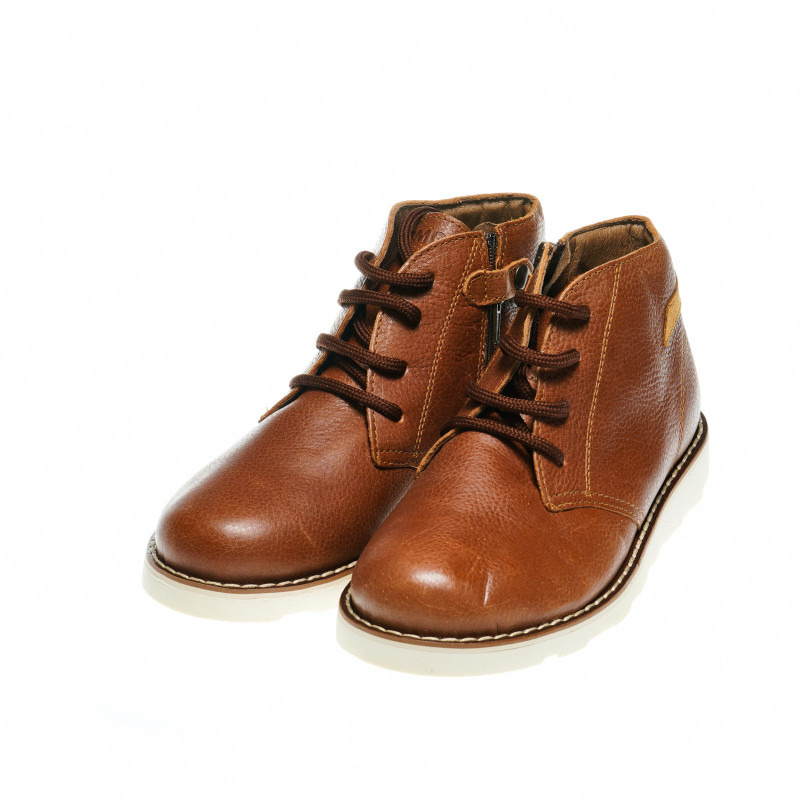 Pantofi de culoare maro cu șireturi și fermoar pentru băieți  48752