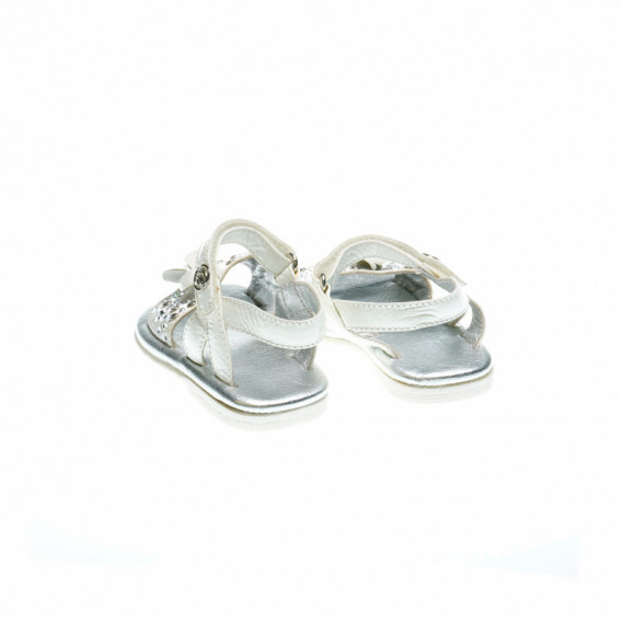 Sandale albe cu pietricele și floare pentru fete Bluemarine 48855 2