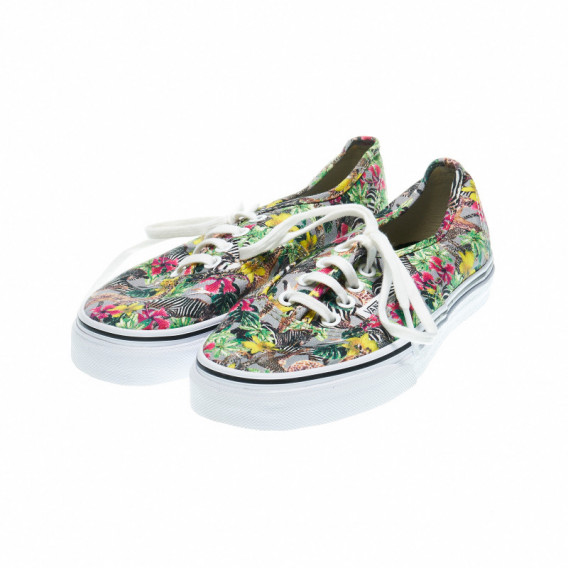 Pantofi cu imprimeu floral și tălpi albi pentru fete Vans 48992 