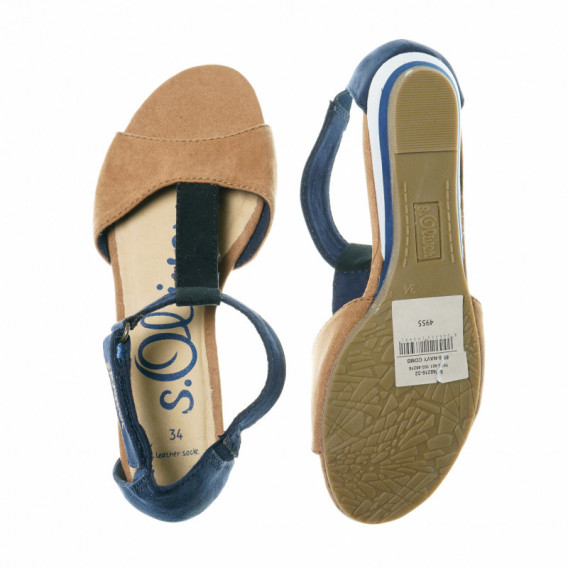 Sandale pentru fete, albastru și bej s.Oliver 49050 3