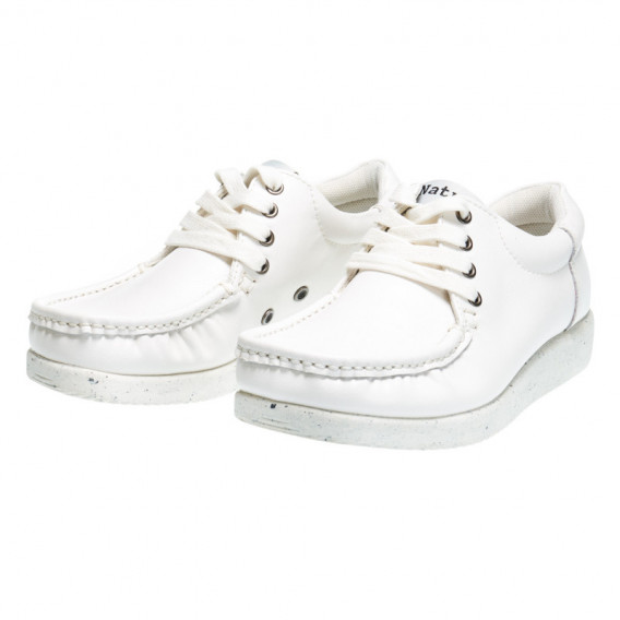 Pantofi eleganti sport de culoare albă cu șireturi pentru fete Nature 49051 