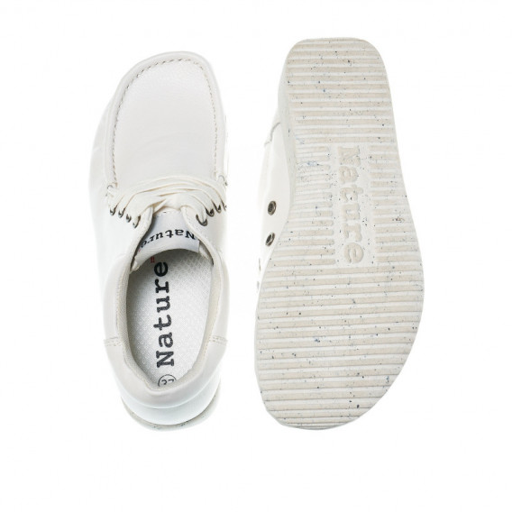 Pantofi eleganti sport de culoare albă cu șireturi pentru fete Nature 49053 3