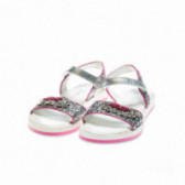 Sandale gri cu brocart și pietricele pentru fete Bluemarine 49067 