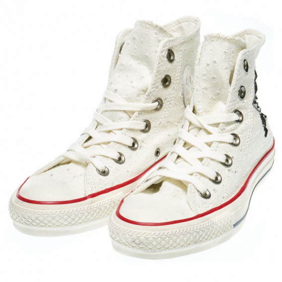Pantofi de culoare albă cu aplicație stelară pentru fete CONVERSE 49122 