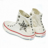Pantofi de culoare albă cu aplicație stelară pentru fete CONVERSE 49123 2