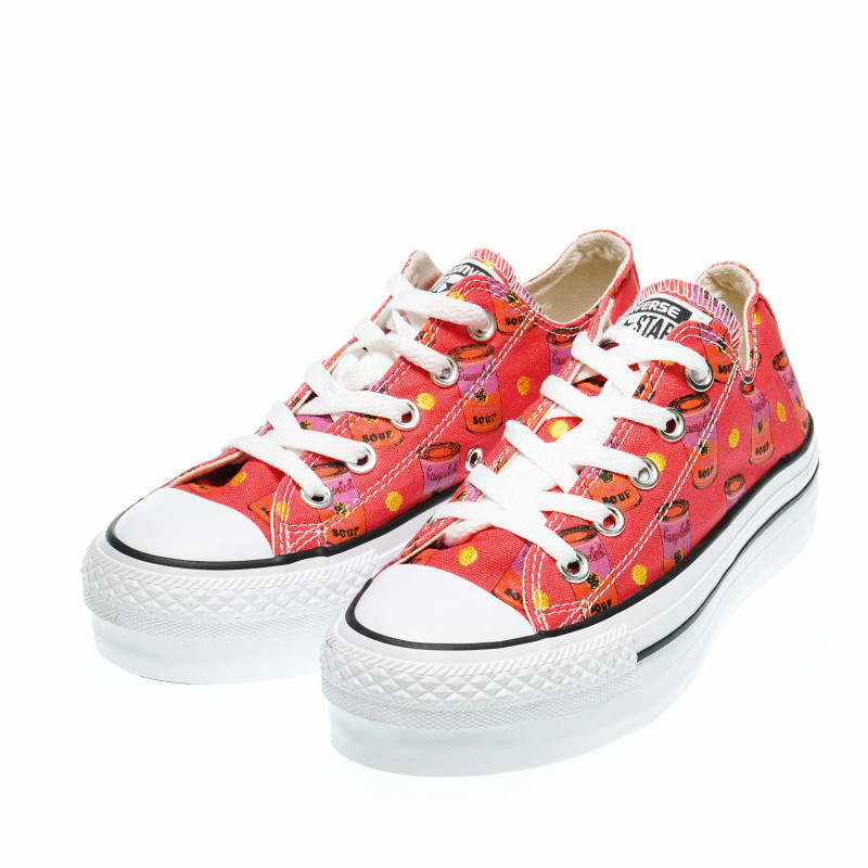 Pantofi cu șireturi și imprimeu color pentru fete  49147