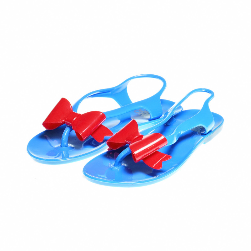 Sandale albastre cu fundițe roșii, pentru fete  49181