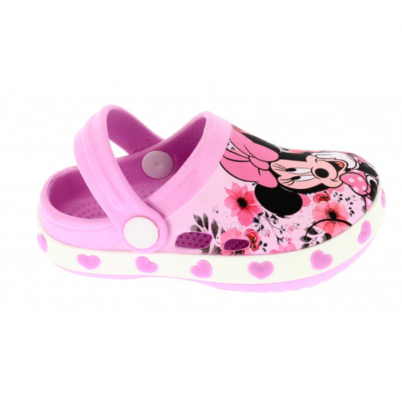 Papuci roz cu personajul Minnie și inimioare pe talpă, pentru fete Arnetta 50407 