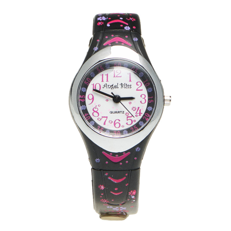 Ceas negru cu curea colorată pentru fete  50521