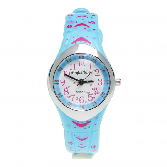 Ceas pentru fete, cu o curea colorată, albastră ANGEL BLISS 50526 