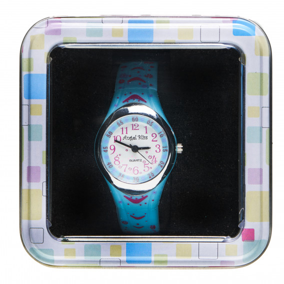 Ceas pentru fete, cu o curea colorată, albastră ANGEL BLISS 50528 3