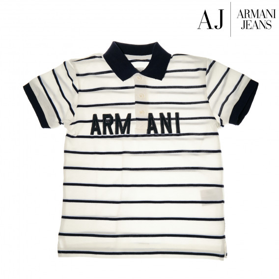 Bluză cu dungi din bumbac Armani cu mâneci scurte pentru băieți Armani 50578 