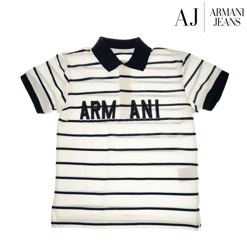 Bluză cu dungi din bumbac Armani cu mâneci scurte pentru băieți  50578