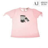 Bluză din bumbac cu mânecă scurtă de culoare roz pentru fetițe Armani 50582 