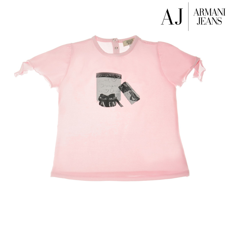 Bluză din bumbac cu mânecă scurtă de culoare roz pentru fetițe  50582