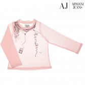 Bluză din bumbac cu mâneci lungi și un imprimeu delicat pentru fetițe Armani 50588 