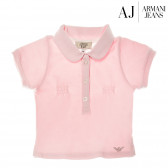 Bluză de bumbac de culoare roz, cu mânecă scurtă pentru fetițe Armani 50595 