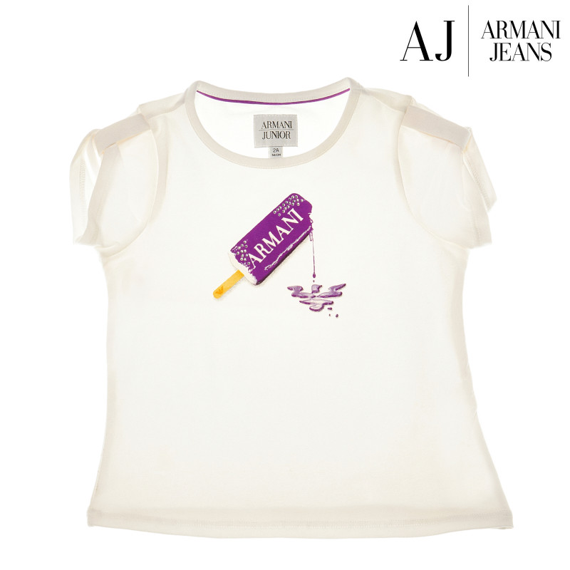 Tricou cu imprimeu violet și mânecă scurtă pentru fete  50603