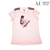 Bluză din bumbac cu mânecă scurtă, cu imprimeu adidași pentru fete Armani 50615 