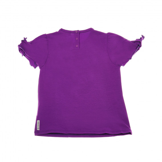 Bluză din bumbac de culoare violet cu mânecă scurtă și imprimeu pentru fetițe Armani 50623 2