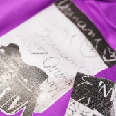 Bluză din bumbac de culoare violet cu mânecă scurtă și imprimeu pentru fetițe Armani 50624 3