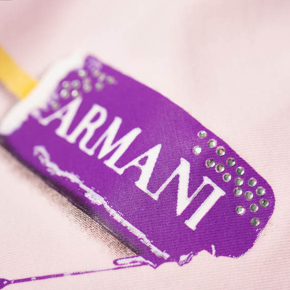 Tricou cu mâneci scurte din bumbac cu imprimeu violet pentru fete Armani 50635 3
