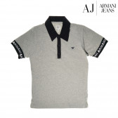 Bluză din bumbac cu mânecă scurtă de culoare gri pentru băieți Armani 50668 