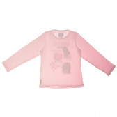 Bluză din bumbac cu mânecă lungă Armani, de culoare roz pentru fete Armani 50681 2