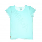 Tricou de bumbac de culoare albastru cu logo și paiete pentru fete Armani 50693 2