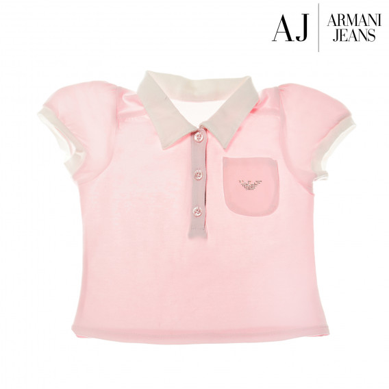 Bluză din bumbac cu mâneci scurte pentru fete, roz Armani 50695 