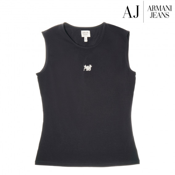 Bluză din bumbac fără mâneci, cu aplicație cu logo-ul mărcii Armani 50706 