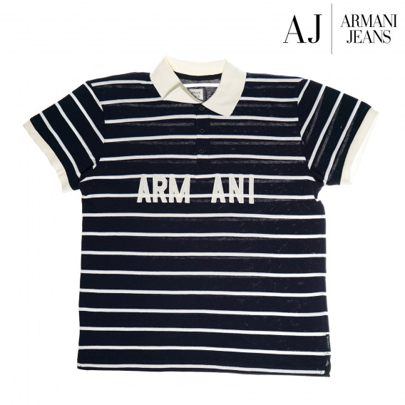 Bluză din bumbac cu mâneci scurte și guler pentru băieți Armani 50731 