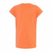 Bluză de bumbac cu mâneci scurte portocalie cu inscripție ICE CREAM pentru fete Name it 50755 2