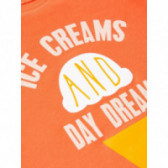 Bluză de bumbac cu mâneci scurte portocalie cu inscripție ICE CREAM pentru fete Name it 50756 3