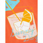 Bluză din bumbac de culoare portocaliu, cu mâneci scurte și imprimeu de cocktail pentru fete Name it 50772 4
