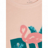 Bluză din bumbac cu mânecă scurtă de culoare roz, cu imprimeu flamingo pentru fete Name it 50775 3