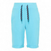 Pantaloni sport de bumbac de culoare albastru cu nasture de reglare a taliei Name it 50831 