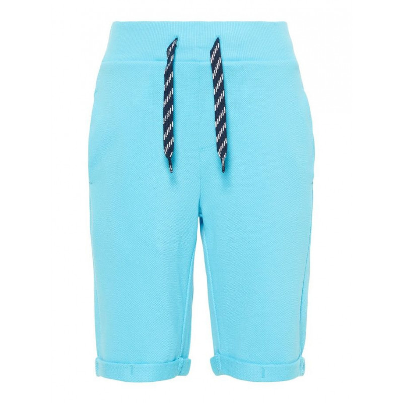 Pantaloni sport de bumbac de culoare albastru cu nasture de reglare a taliei  50831