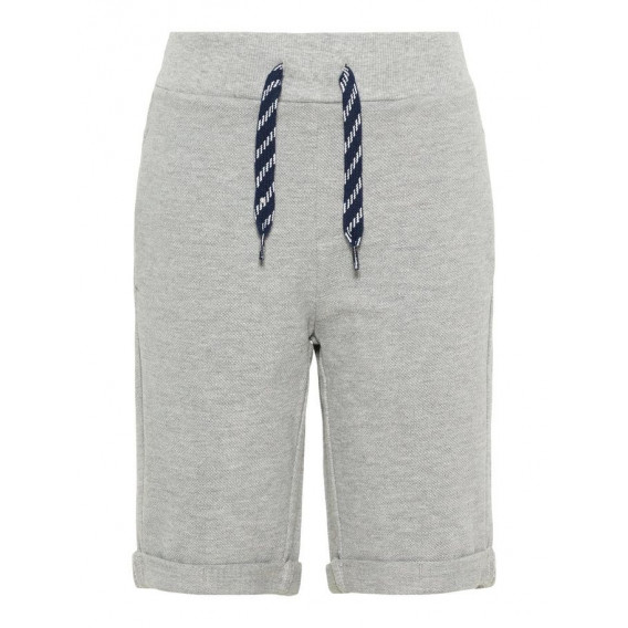 Pantaloni gri din bumbac cu nasturi de reglare și șireturi pentru băieți Name it 50839 