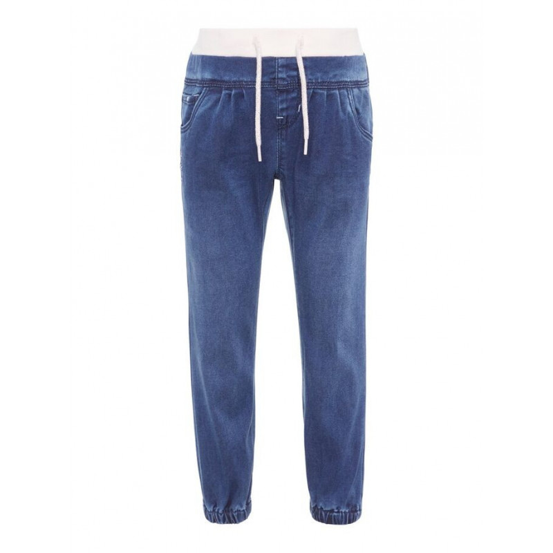 Jeans cu broderie și elastic roz pentru fete  50857