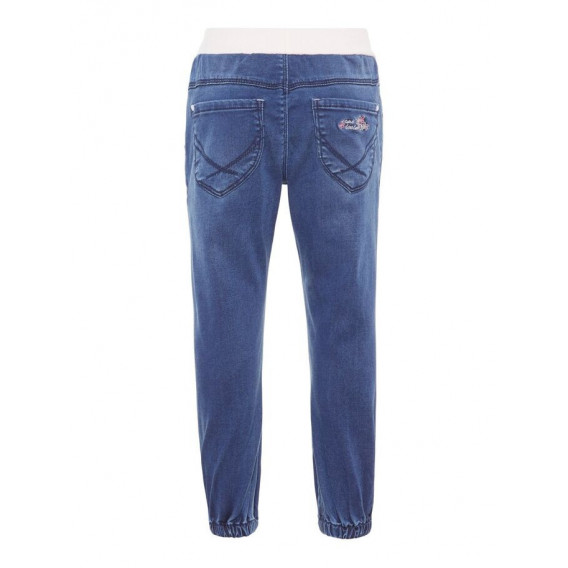 Jeans cu broderie și elastic roz pentru fete Name it 50858 2