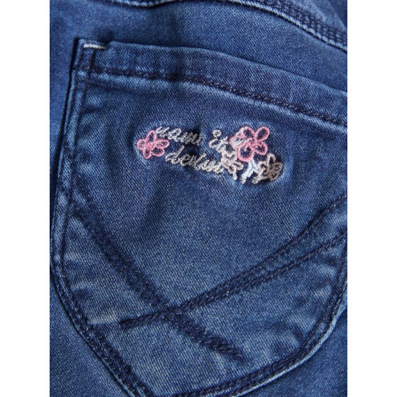 Jeans cu broderie și elastic roz pentru fete Name it 50859 3