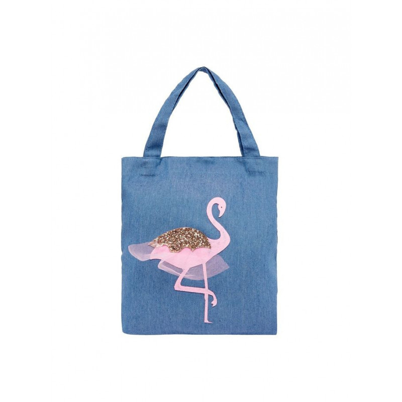 Geantă pentru fete de culoare albastră cu imprimeu de flamingo  50873