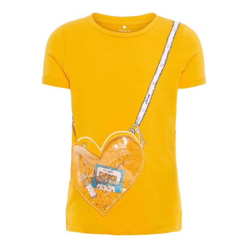 Bluză din bumbac organic, cu decor 3D pentru fete  50906