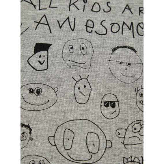 Tricou din bumbac organic, gri, cu imprimeu interesant pentru băieți Name it 50935 3