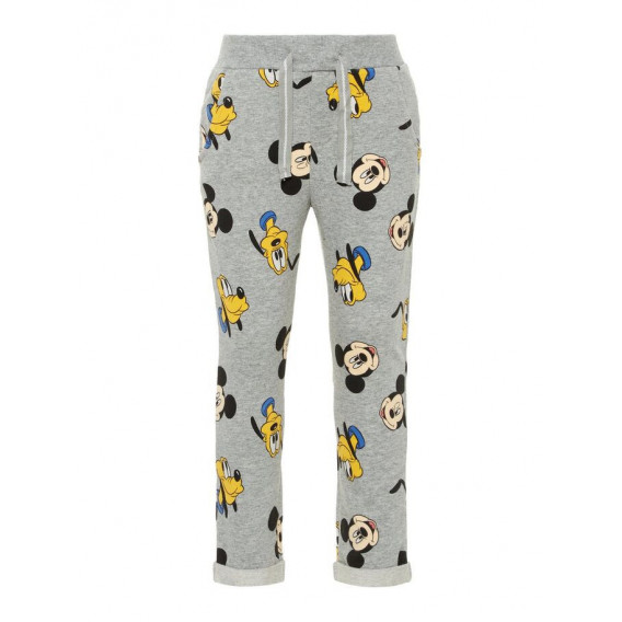 Pantaloni de bumbac de culoare gri, cu imprimeu Mickey Mouse, pentru băieți Name it 50947 