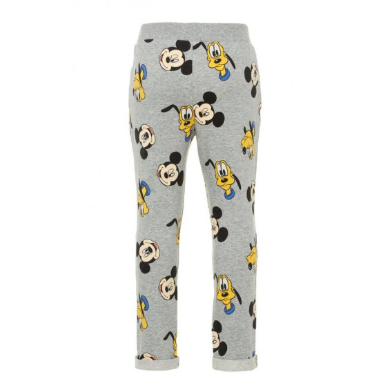 Pantaloni de bumbac de culoare gri, cu imprimeu Mickey Mouse, pentru băieți Name it 50948 2